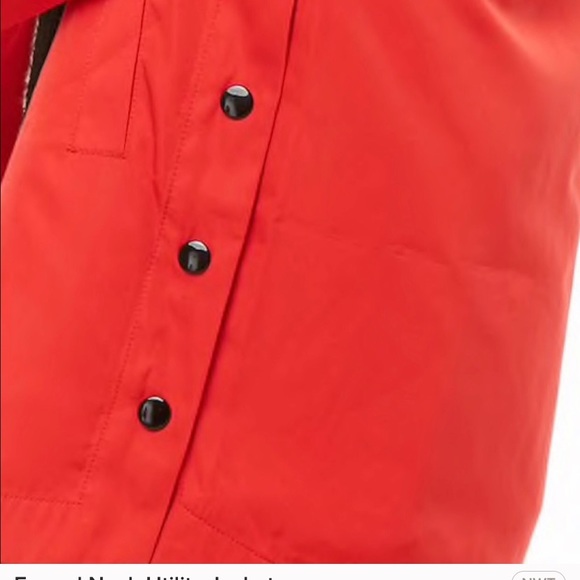 Forever 21 red utility toggle snap raincoat jacket - Picture 3 of 8